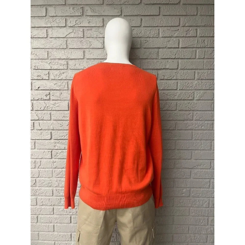 Polo By Ralph Lauren Men Orange Long Sleeve Sweater Size L